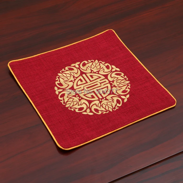 Изысканная вышивка Joyous Placemats квадратная Высококачественная льняная хлопковая Мода в китайском стиле обеденный стол защитные западные Подставки Под Еду
