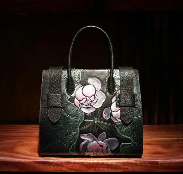 Black Pink Lotus SUWERER новые женские сумки из натуральной кожи с тиснением Бабочки модные роскошные сумки женские сумки дизайнерские женские кожаные сумки - Цвет: Black Pink Lotus