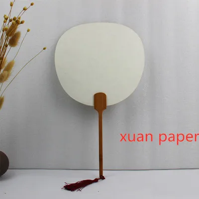 round Взрослый DIY пустой китайский веер Утолщаются Двойной бумаги Xuan декоративный ручной вентилятор традиционное ремесло бамбуковая Ручка Вентилятор - Цвет: round