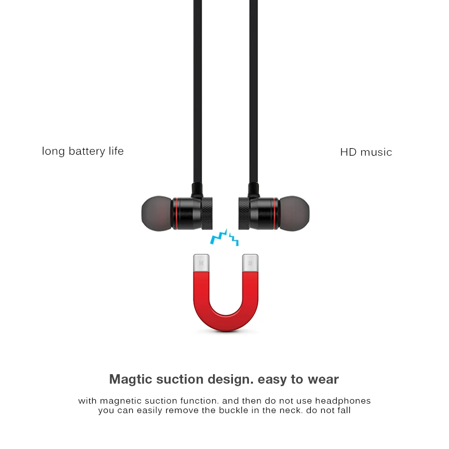 Bluetooth Earphone Wireless Headphones Headset Magnetic Earbuds Sport Stereo Hifi Phone Earphones With Mic C40 | Электроника