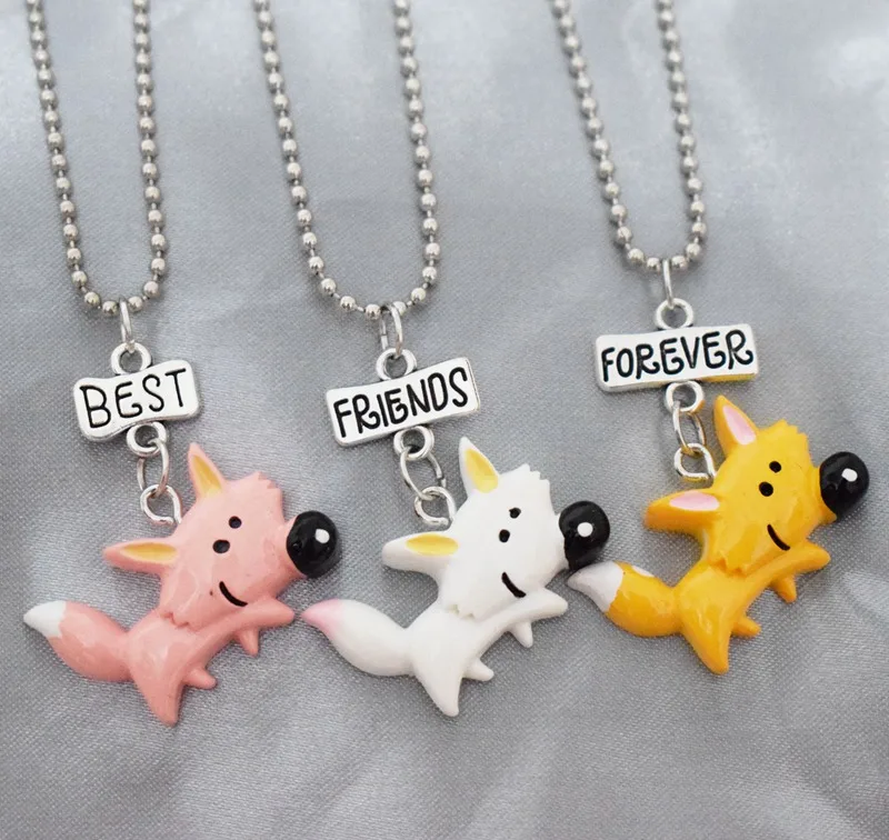 Подвеска лиса из смолы милый умный детский ожерелье Best Friends Forever с изображением