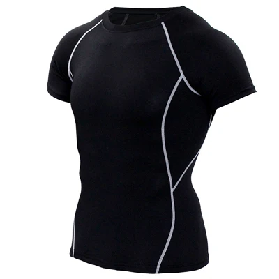 short white line Новинка, осенняя спортивная рубашка для мужчин, для фитнеса, для бега, Мужская быстросохнущая спортивная рубашка, Мужская однотонная цветная линия, для сухого кроя, мужская рубашка - Цвет: short white line