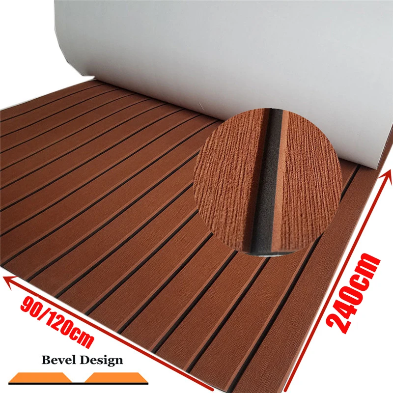 

EVA Teak Decking Sheet For Boat Yacht Marine Flooring Carpet With Adhesive 90/120cmX240cm Dark Brown With Black Boat Accessories