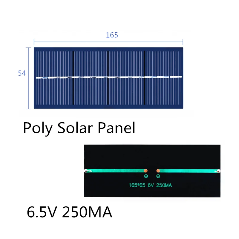 

Poly Solar Panel 6.5V 250MA for Solar Epoxy Assembly Flashlight Dedicated 165*65MM