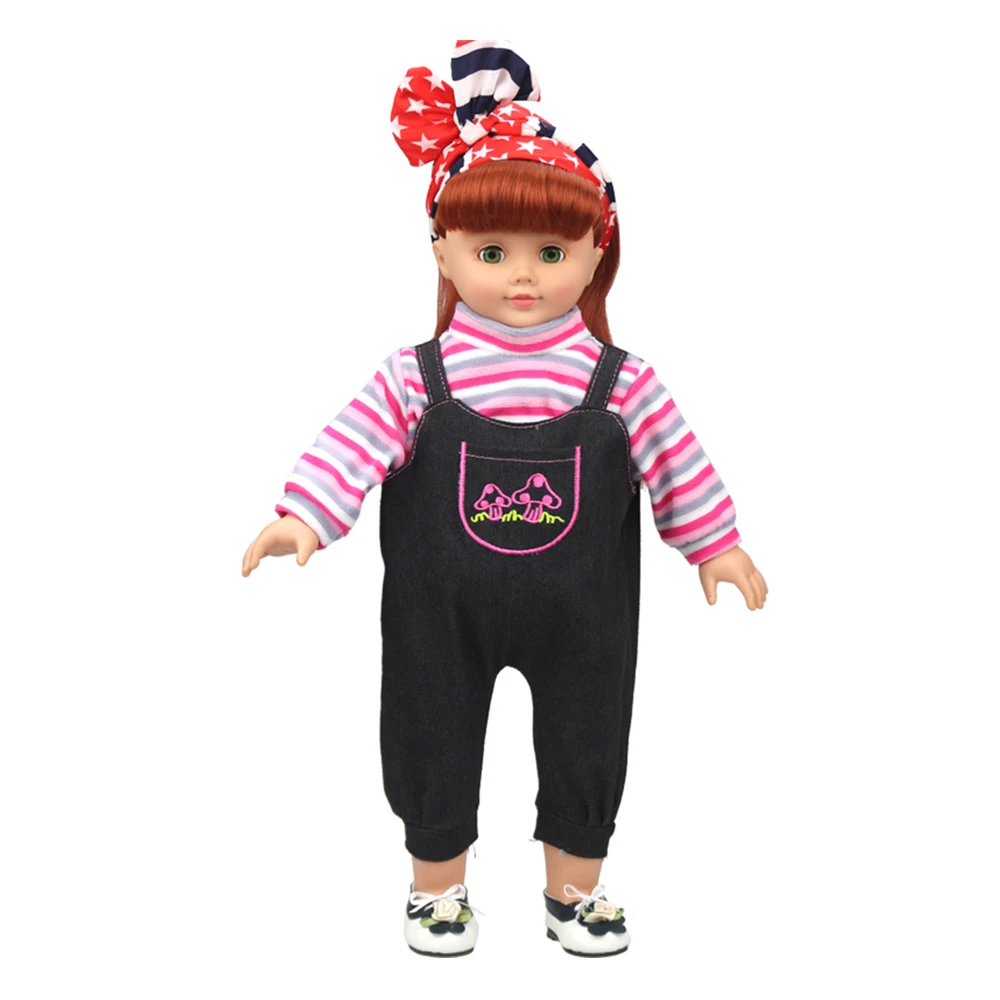 Baby jeans Jumpsuit 18 inch stripes change jacket 43 cm long sleeve baby doll clothes boys and girls toys | Игрушки и хобби