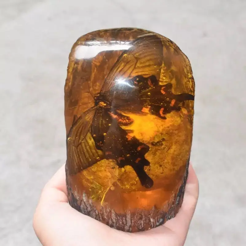 butterfly 10 см Натуральный Янтарный пчелиный воск сырой камень насекомых дисплей скорпион. «Бабочка». Цикада. Стрекоза - Цвет: butterfly