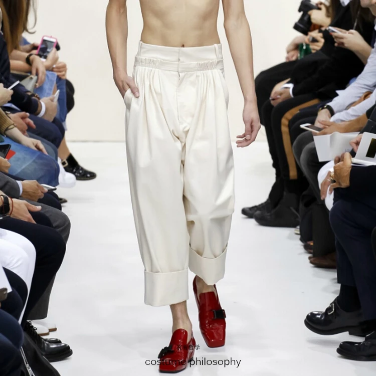 

Self-made 2018 new men's casual trousers loose and wide leg trousers with 9 minutes. S-6XL!!