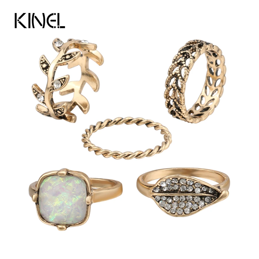 Кольцо женское Винтажное с бусинами 5 шт./компл.|joint ring|rings for womenring |
