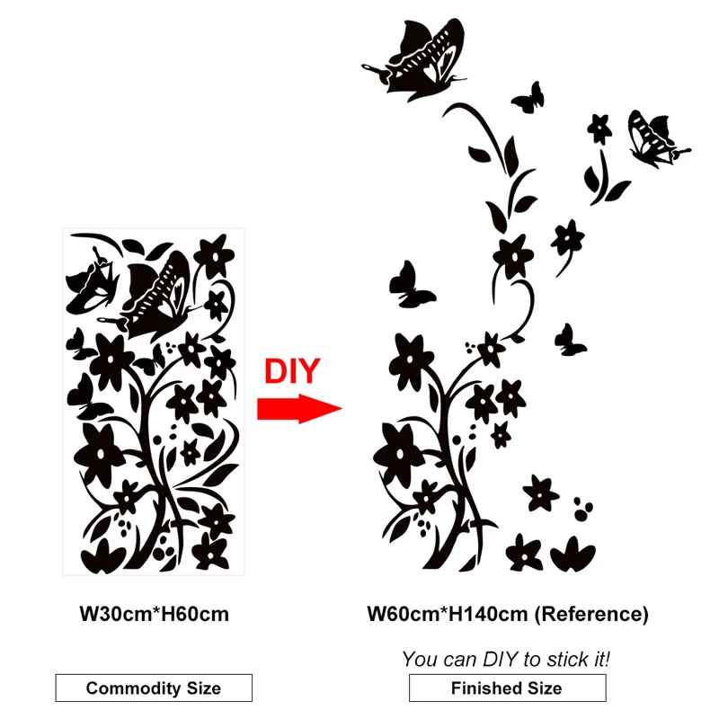 DIY стикер на стену с бабочками цветок для детской комнаты 6 видов цветов