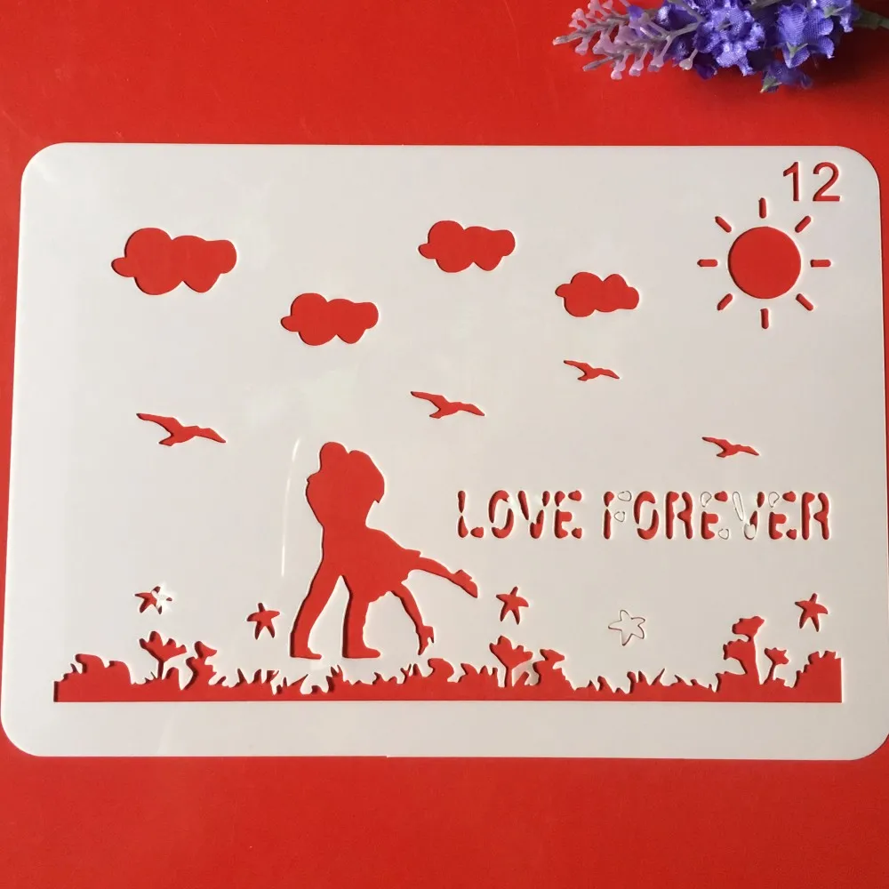 Горячая 20x14 см Lover Cloud Bird DIY трафареты для наслоения настенная живопись раскраска