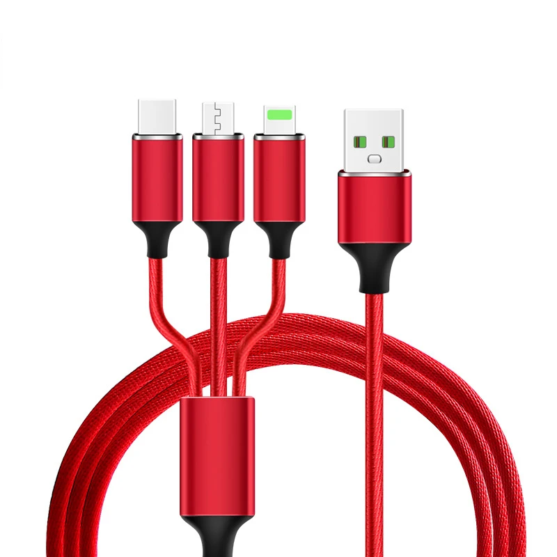 3 в 1 кабель для быстрой зарядки с нейлоновой оплеткой несколько usb шнуров
