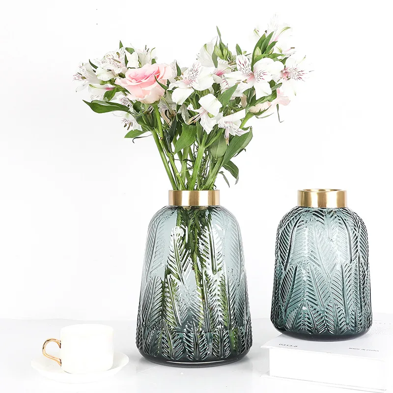 1 шт. классическая стеклянная ваза для наполнителя цветов с Золотой медная бутыль