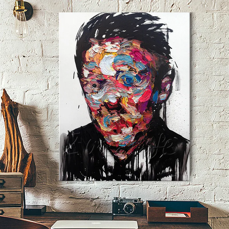 Ручная роспись Francoise Nielly палитра нож мужской портрет лицо картина маслом