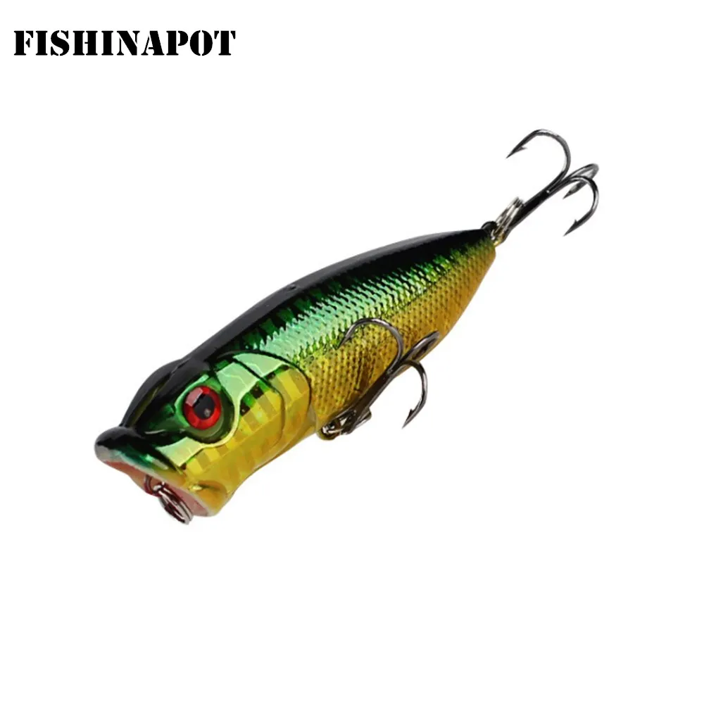 FISHINAPOT 1 шт. лазерный Поппер приманка для рыбной ловли 3D глаза плавающий кренкбейт