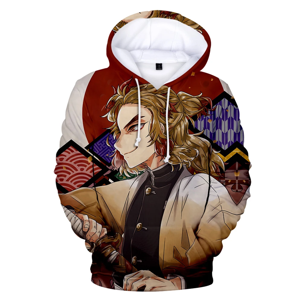Новые толстовки с 3D принтом Demon Slayer Kimetsu no Yaiba осенне зимняя повседневная одежда