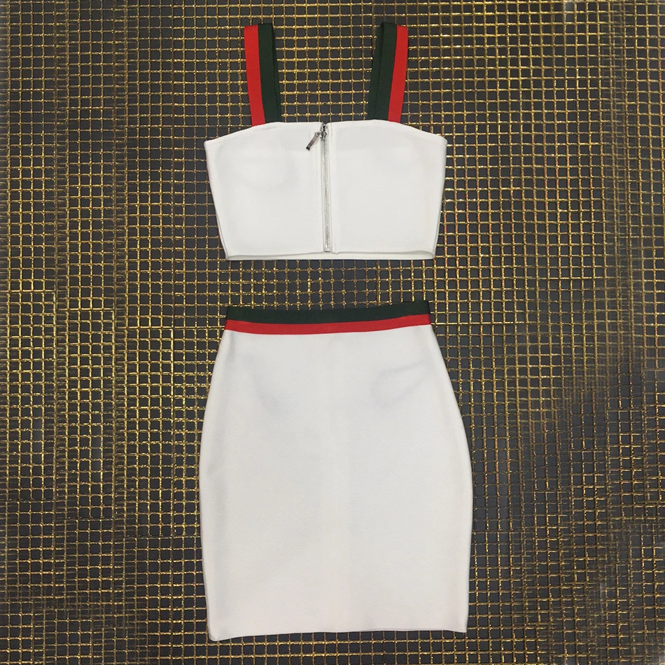 2020 пикантные Для женщин новые летние Бандажное платье Bodycon 2 шт. комплект из двух
