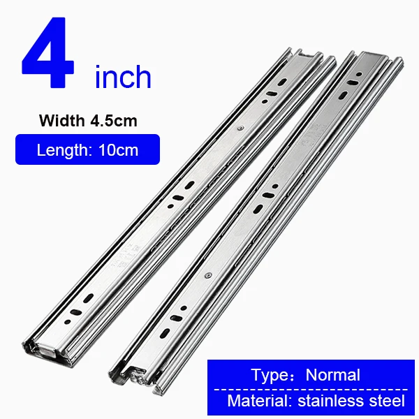 4 Inch (100mm) Выдвижная направляющая из нержавеющей стали 8-24 дюймов шарикоподшипник три секции полная выставка - Цвет: 4 Inch (100mm)