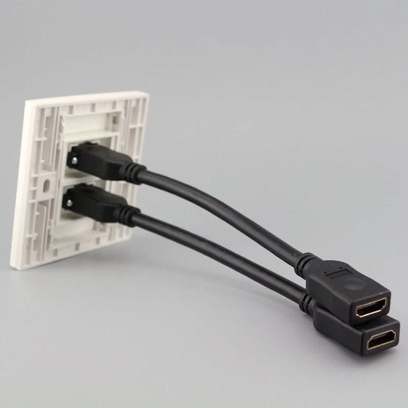 С удлинителем шнур 20 см двойной HDMI настенная розетка Лицевая панель 2 порта HDMI1.4 розетка удлинитель штекер