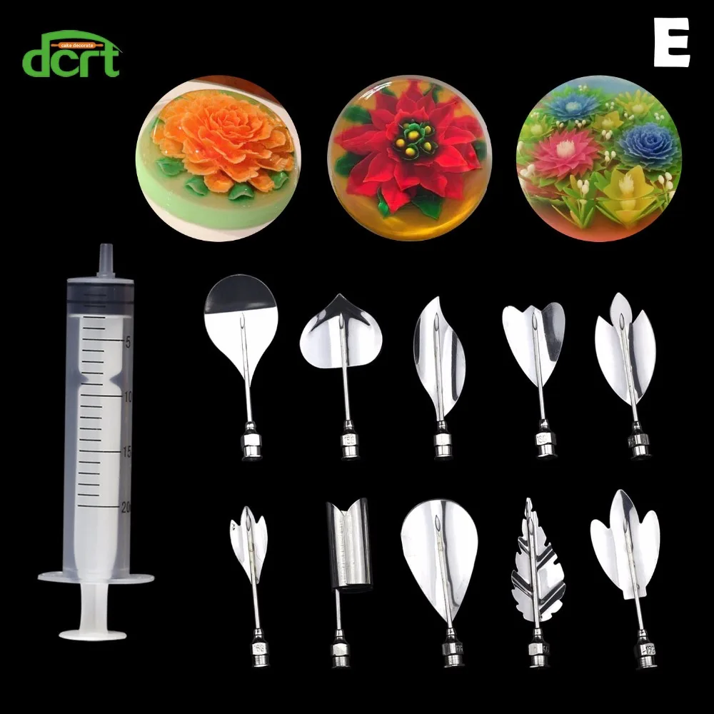 40-PCS + 4 Needle Tube Flowers 3D Jelly Art Tools - Jelly Cake Gelatin Pudding Nozzle Syringe Nozzle Set - Cake Decorating Tools image 3