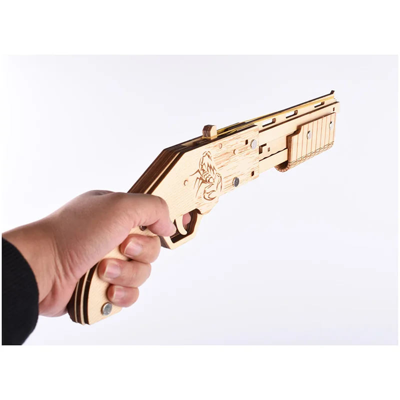 3D деревянные детские игрушки-пазлы Mossberg дробовик головоломка игрушки модель резиновый браслет "сделай сам" пистолет деревянные игрушки для детей