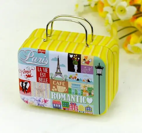 120 шт./лот Континентальная Мини жестяная коробка ретро чемодан сумка маленькая