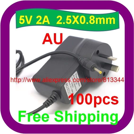 

100 pcs 5V 2A DC 2.5mm AUS Plug Charger Power Supply AC DC Adapter for universal Tablet PC