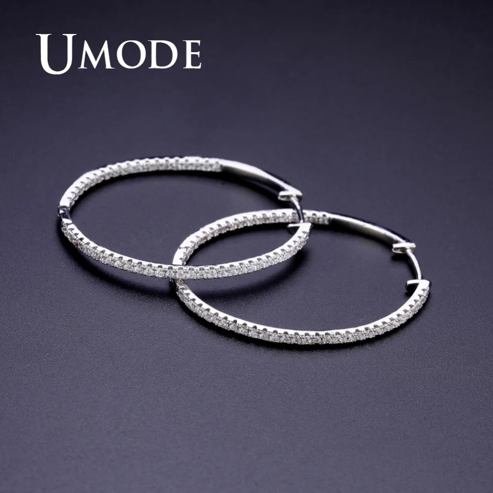 UMODE CZ белые золотистые серьги-кольца для женщин крошечные проложили CZ Кристалл Pendientes Mujer Moda Новая Мода Bijoux AUE0357