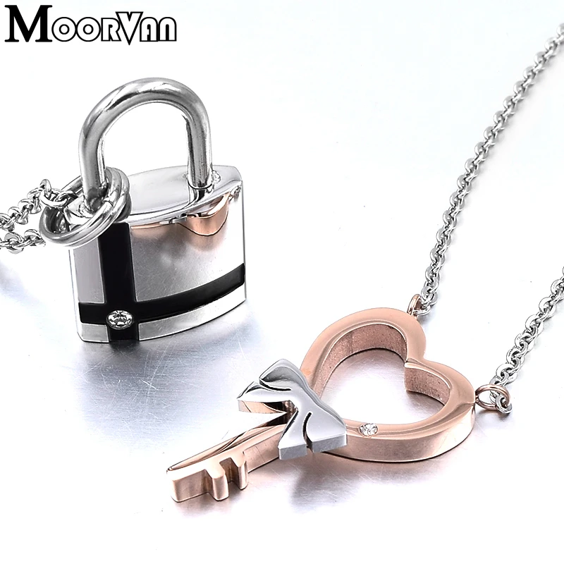 

Мужская/женская подвеска в виде сердца Moorvan, из стали s., подвеска в виде ключа и замка
