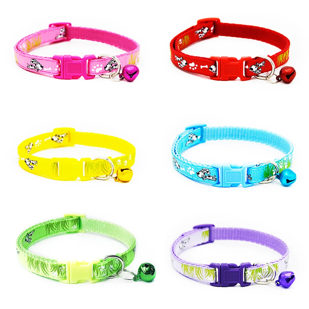 Cute Dog Collar with Bell for Small Dogs Cats Adjustable Breakaway Basic Pet Collars in Cat Leads Puppy Chihuahua MP0069 | Дом и сад