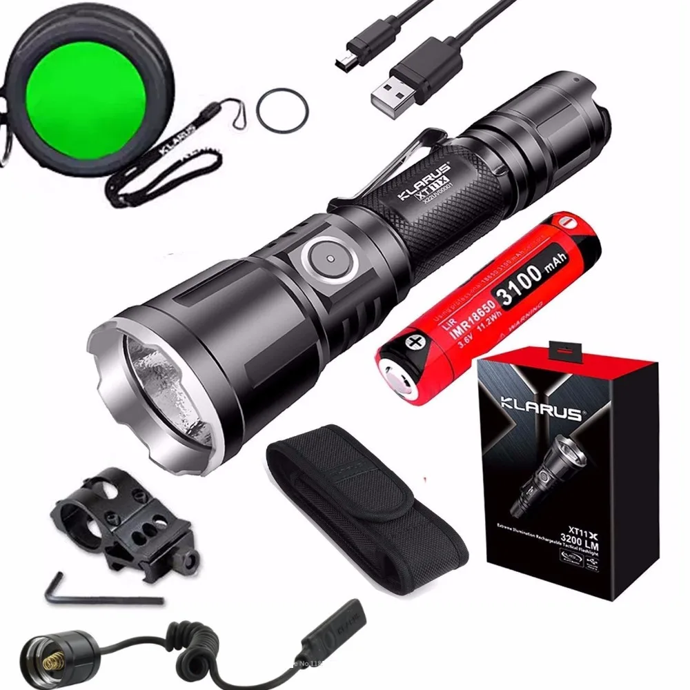 KLARUS XT11X тактический фонарь CREE XHP70.2 светодиодный Макс 3200 люмен зарядка через usb +