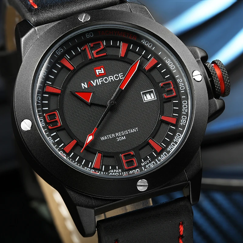 Naviforce оригинальный Элитный бренд Модные Для мужчин часы спортивные кожаный