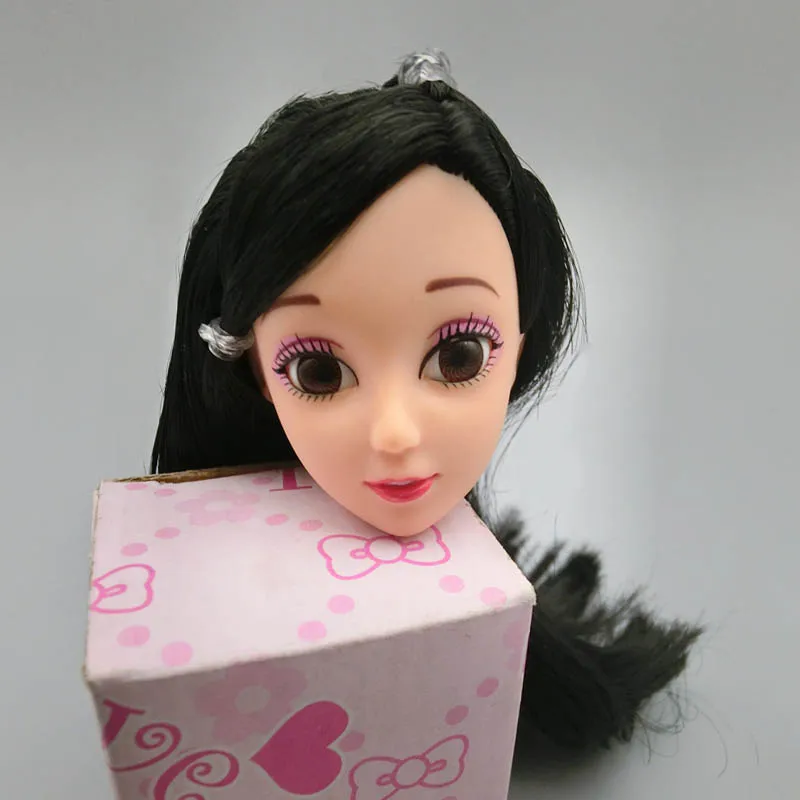 Черные волосы голова куклы 1:6 3D настоящие глаза китайские кукольные головки для 11