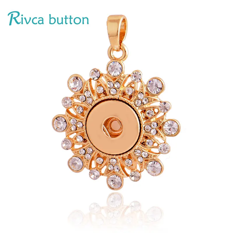 Rivca 18 мм кулон с кнопкой ювелирные изделия кристалл винтажное ожерелье для женщин