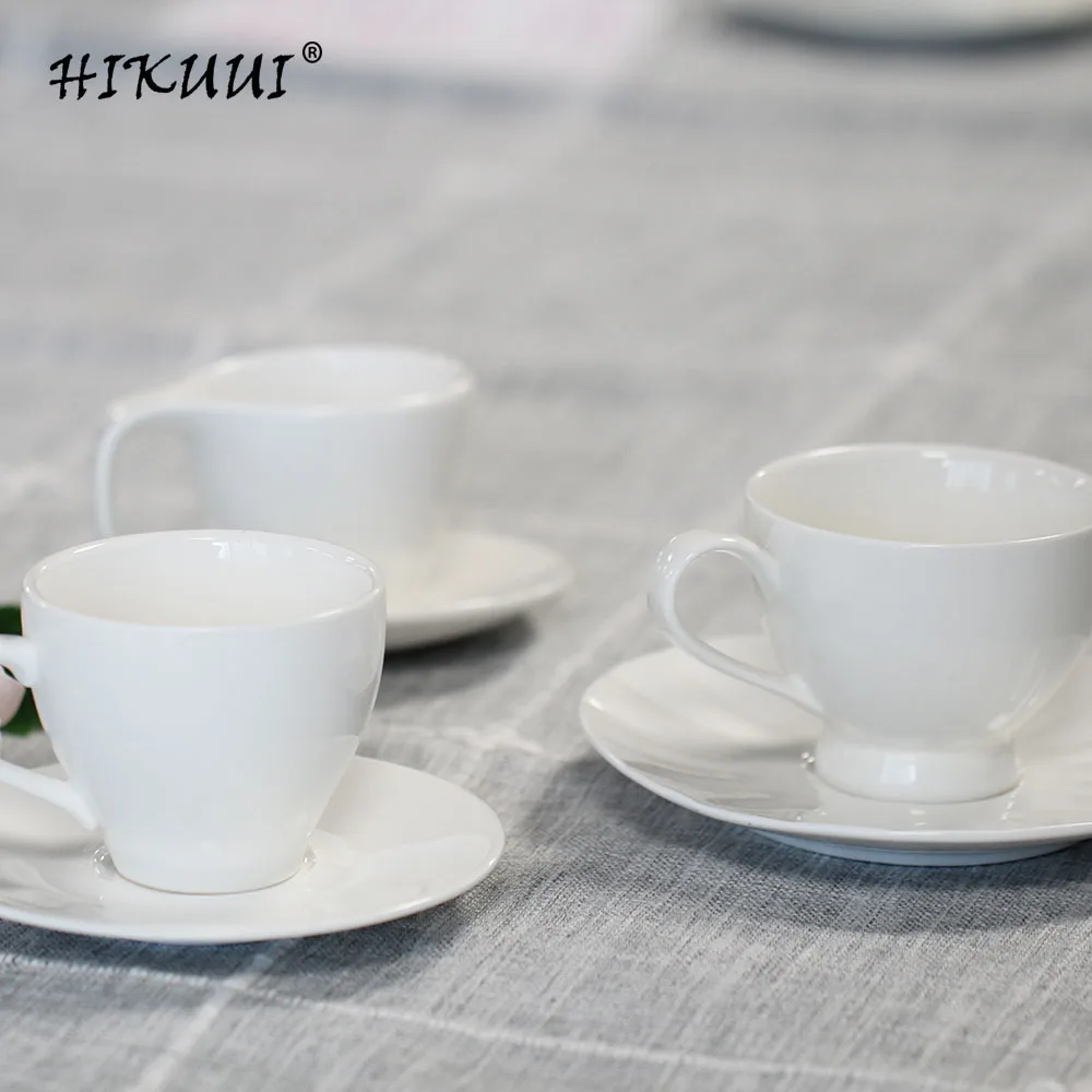 Фарфоровые кофейные чашки и блюдца в 3 стилях 2 штуки чисто белые полуденные