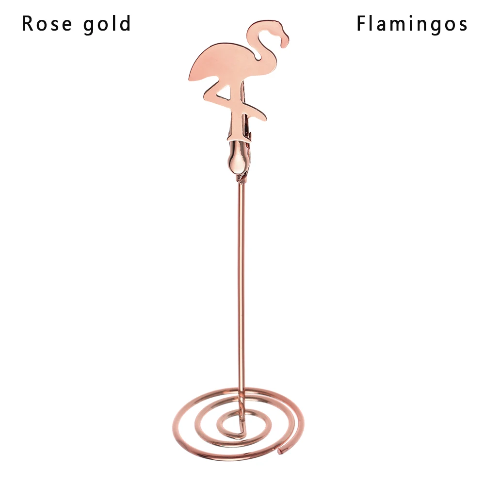 Flamingo Rose Gold Прохладный Свадебные держатель карточки с именем гостя Романтический бабочка Фламинго фото клип Настольный номер стенд - Цвет: Flamingo Rose Gold