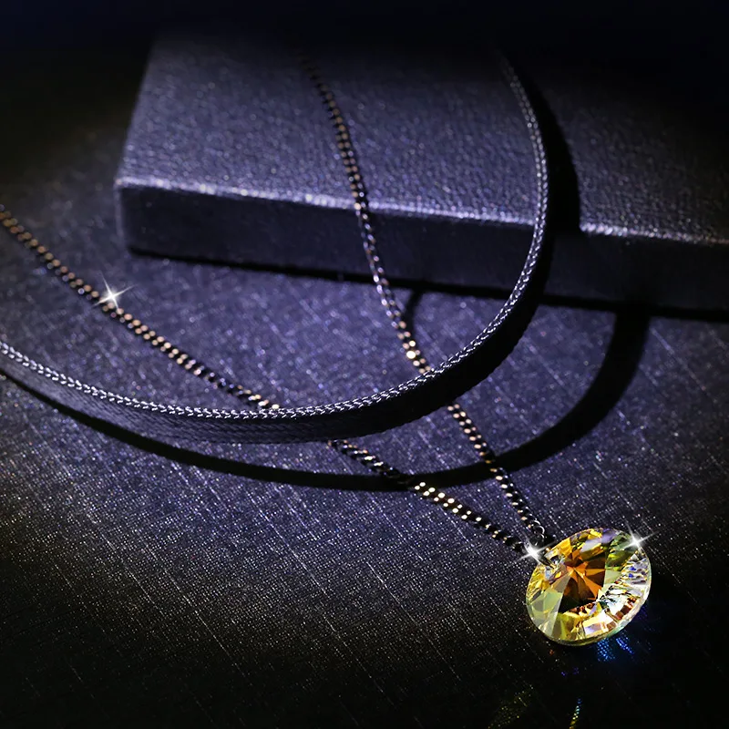 BAFFIN, Винтажное колье, кристаллы от Swarovski Elements, черная кожа, Двойная Цепочка, ожерелья для женщин, вечерние,, трендовые ювелирные изделия