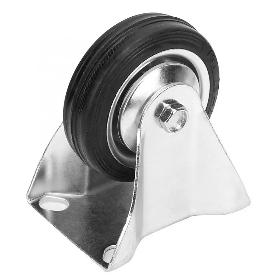 4 шт. 3 дюймов фиксированный металлический верхней пластины резиновые колеса для