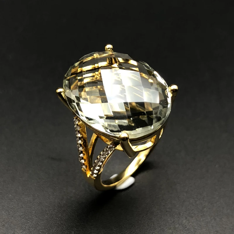 Серебро 925 пробы, большое зеленое кольцо с аметистом, натуральный драгоценный камень хорошего цвета, специальное украшение, Ювелирное Украшение, Подарок на годовщину для женщин