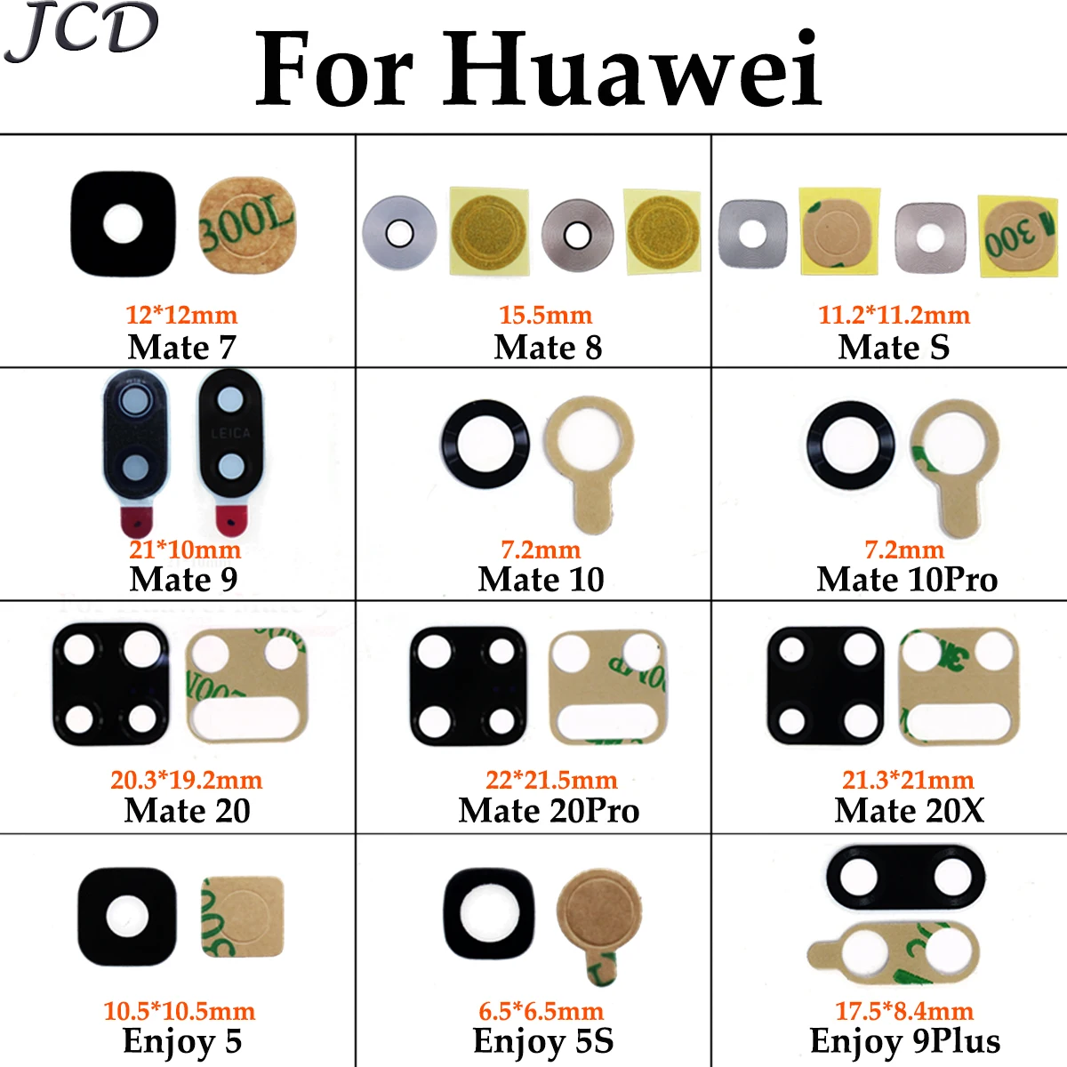 JCD для huawei Mate 7 8 9 10 20 Pro 20X S задний объектив задней камеры для huawei Enjoy 5 5S 9 Plus с аденсивной заменой