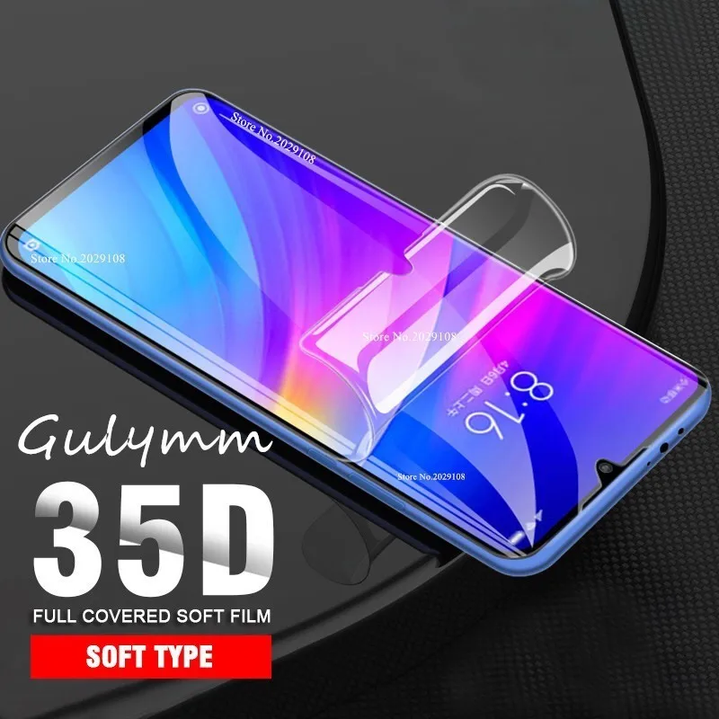 Мягкая Гидрогелевая пленка 35D для полного покрытия экрана Xiaomi Redmi 10X Note 8T 8 9 9S 7 6 5 K30