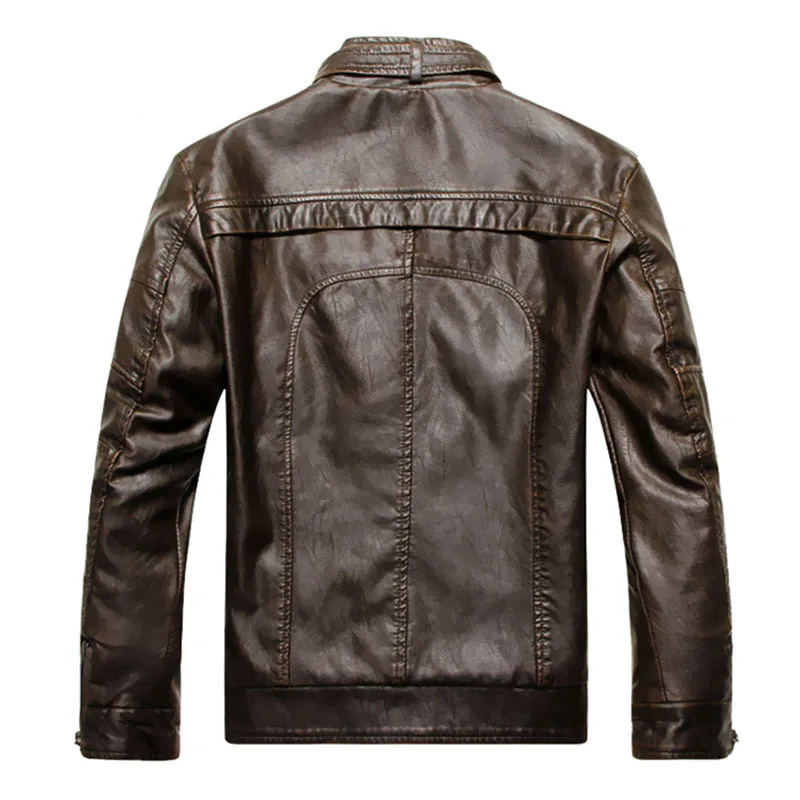 Мужская куртка мотоциклетные байкерские кожаные куртки мужские ветрозащитные - Фото №1
