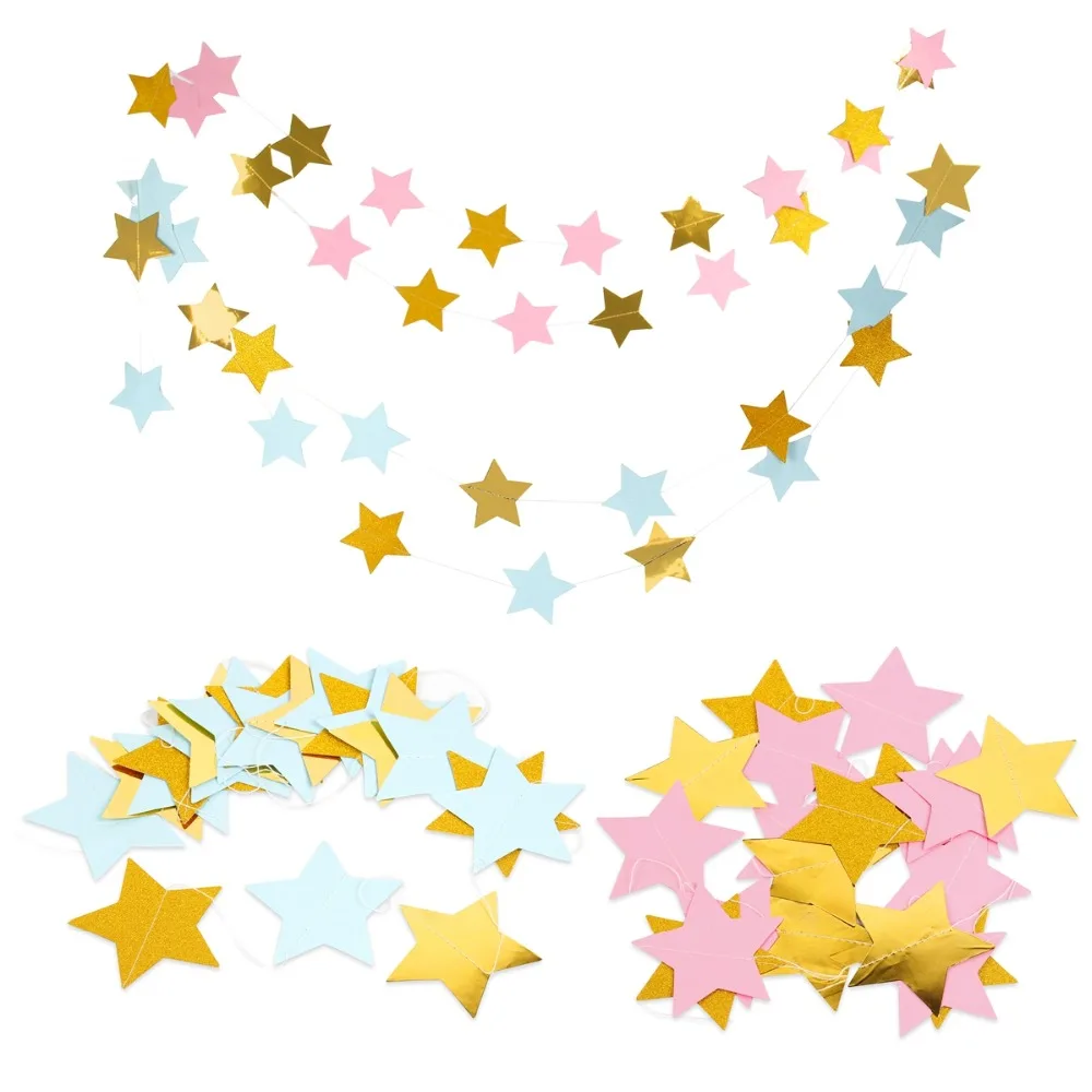 2 м золотой розовый синий звездный баннер украшение на день рождения Детская
