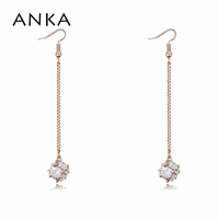 anka top zirconia cz luxury pendant drop long earring women geometric metal frame gold color earings jewelry gift 125313
