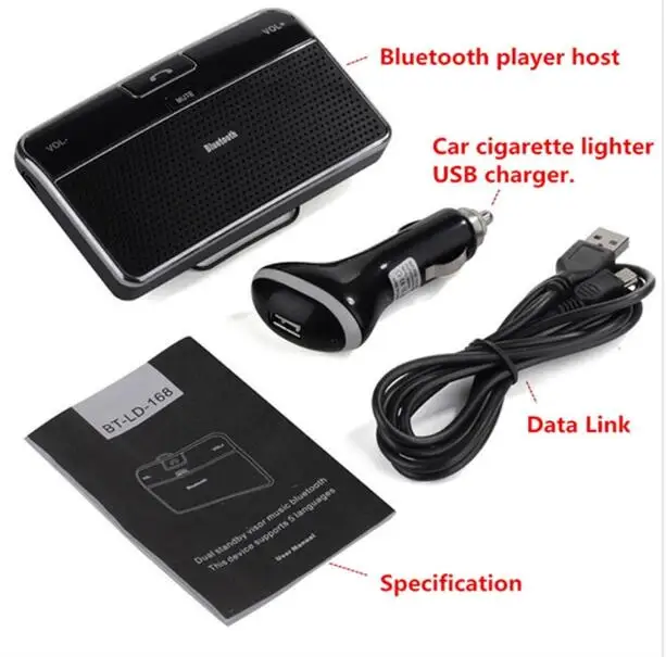 Беспроводной Bluetooth Car Kit Handsfree автомобиля Динамик телефон V4.0 Multipoint солнцезащитный