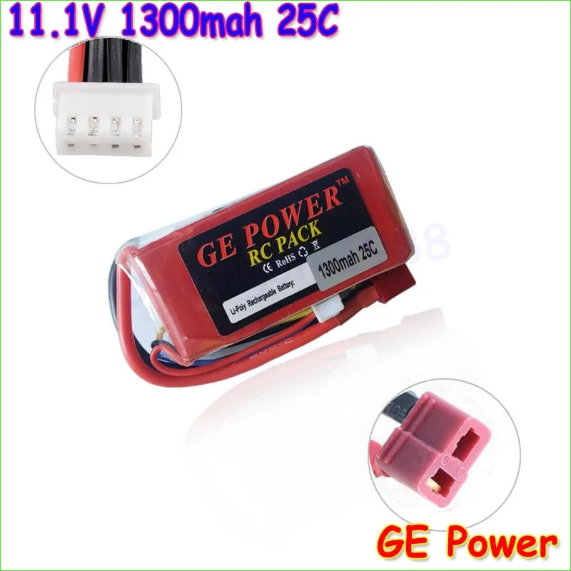 

1pcs Oriainal GE Power 11.1V 1300Mah 25C MAX 40C T Plug Lipo Battery 3s for RC Car Airplane Helicopter