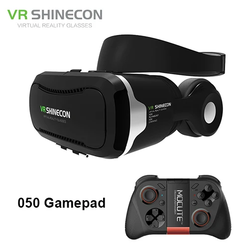050 Gamepad Shinecon VR гарнитура 4,0 Виртуальная реальность телефон стерео 3D очки Google картон для 3,5-5,5 'смартфон+ Mocute геймпад - Цвет: 050 Gamepad