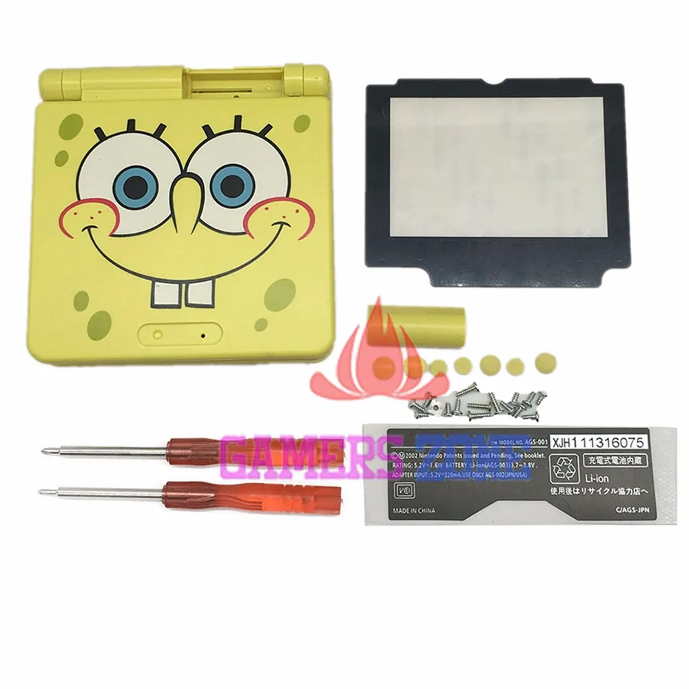 For Spongebob 6 комплектов для GBA SP версия замена корпуса оболочка экран Объектив для Gameboy Advance GBA SP чехол Крышка - Цвет: For Spongebob