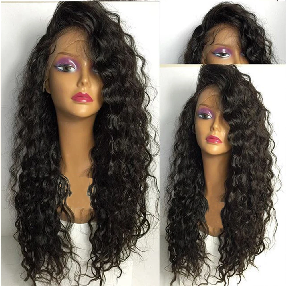 Simbeauty свободные кудрявые 360 кружевные передние человеческие волосы Wigs-Glueless130% плотность перуанские Remy парики с детскими волосами для черных женщин