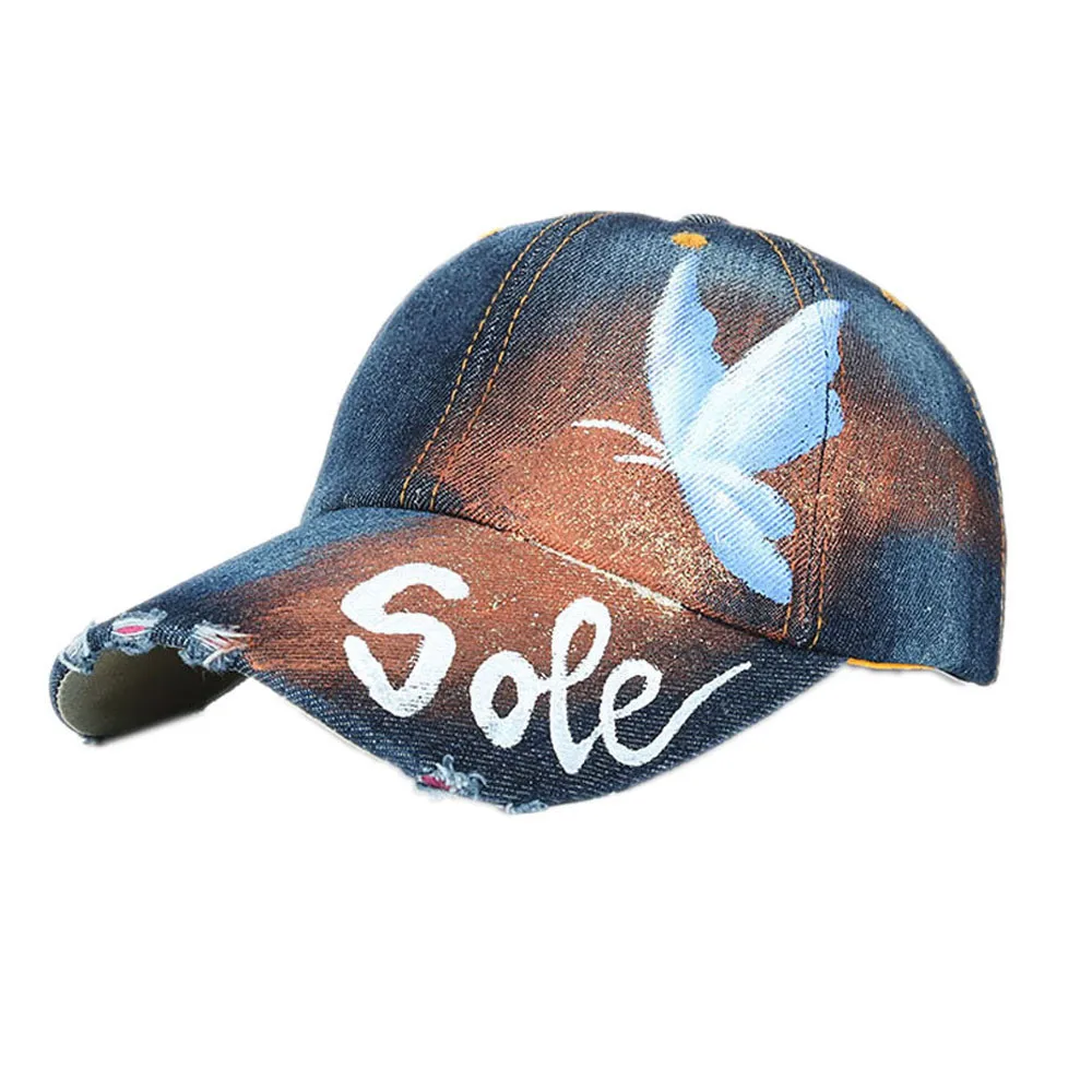 Женская и мужская бейсбольная кепка со стразами в стиле хип хоп с бабочкой