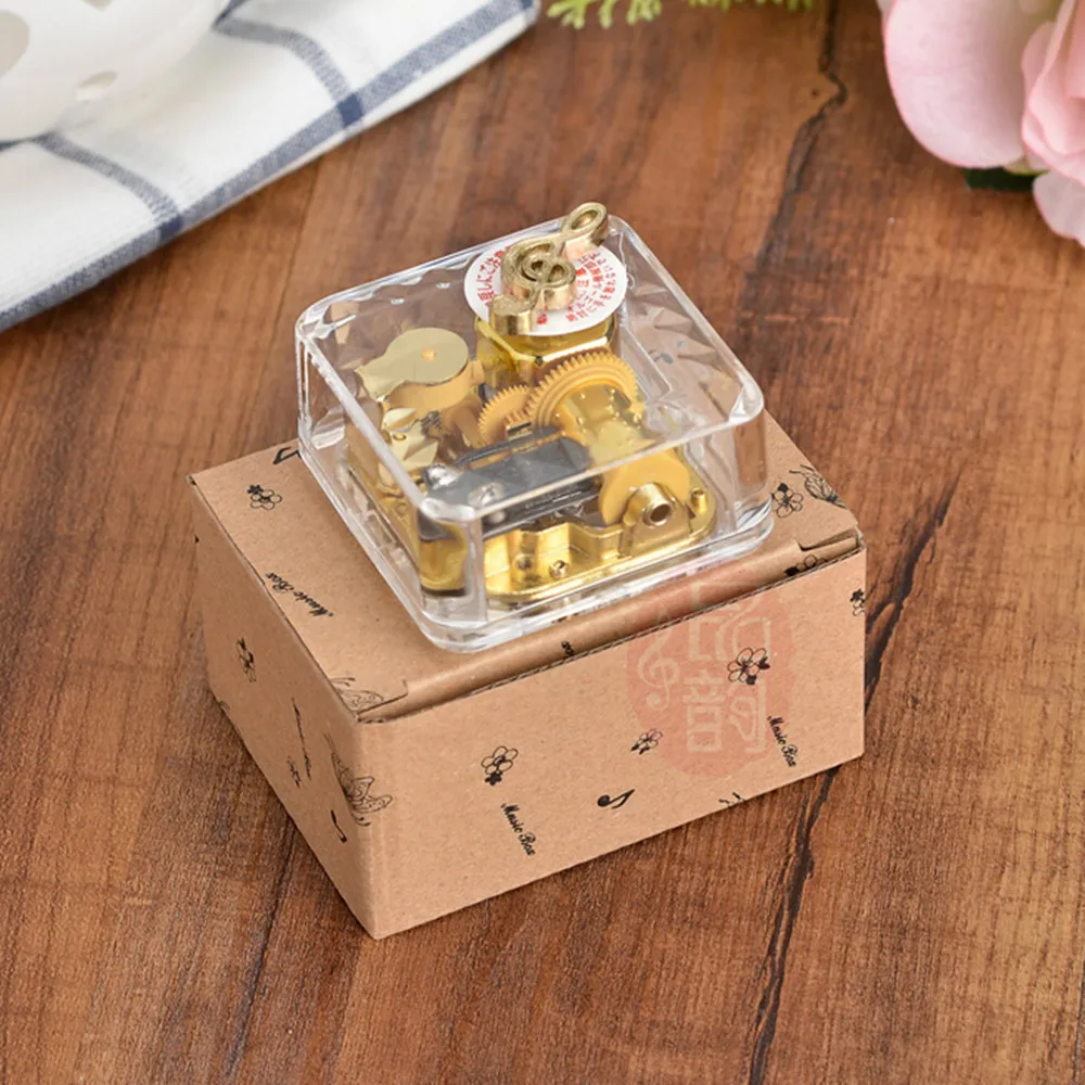 Заводная Музыкальная шкатулка Note Top акриловая прозрачная заводная 18 note с золотым